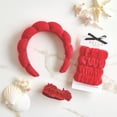 thumbnail image 4 of Puffy Makeup Headband, Skin Care Sponge Spa Headband for Washing Face, Red T2005, 4 of 5