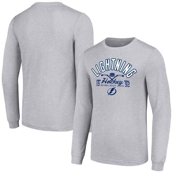 Men's Starter Heather Gray Tampa Bay Lightning Puck Long Sleeve T-Shirt