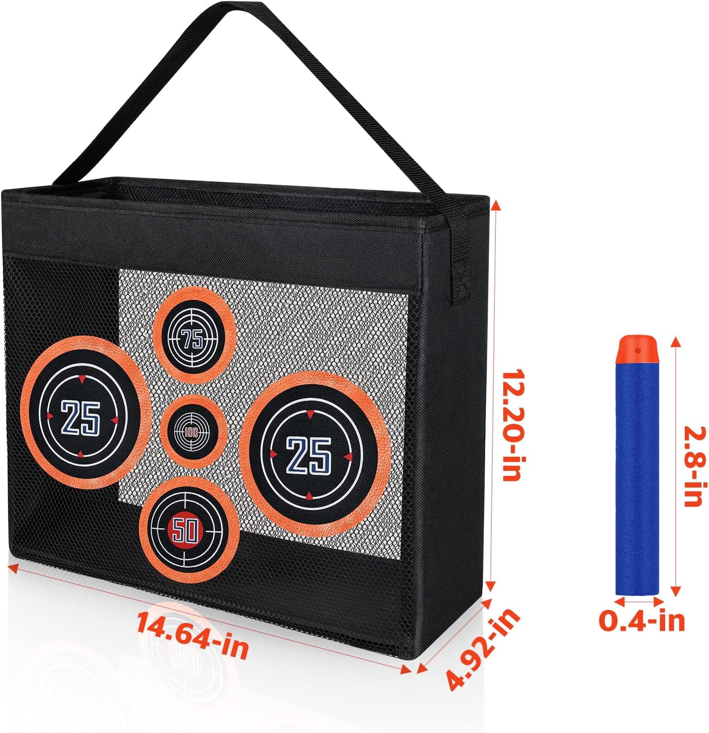 PrimeCook Shop 600PCS Refill Bullets Fit for Nerf Guns N-Strike Elite Series Blasters Toy Guns Darts with Portable Shooting Practice Target Toy Storage Mesh Bag