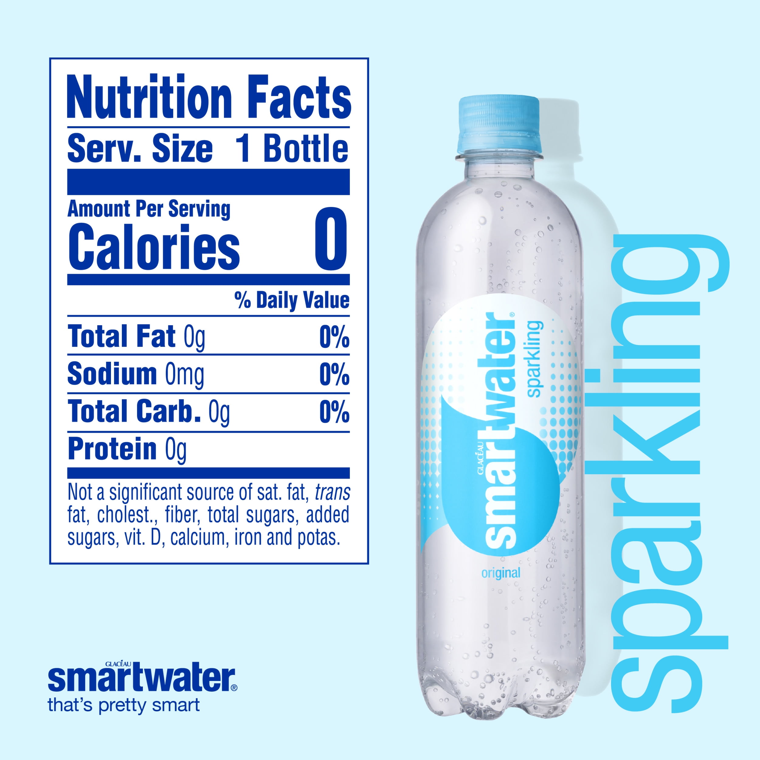 smartwater sparkling water, vapor distilled carbonated water bottles, 16.9  fl oz, 6 Pack