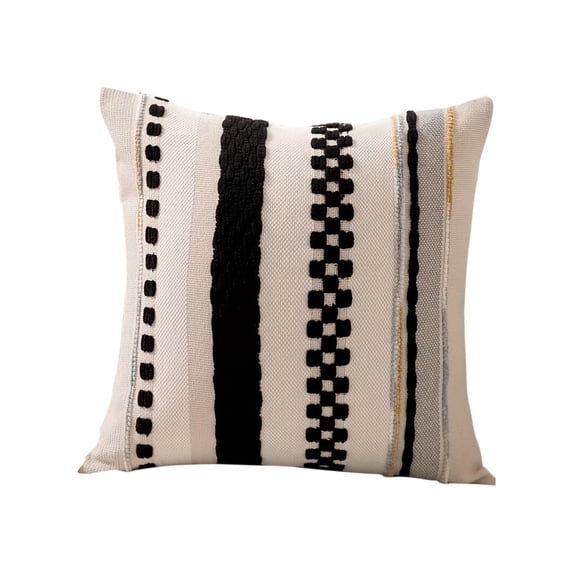 Fundas de almohada cuadradas de terciopelo a rayas de 45 x 45 cm (18 x 18 pulgadas) con flecos y capitoné para sofá, dormitorio, sala de estar, decoración del hogar. Colores: negro, azul, blanco,