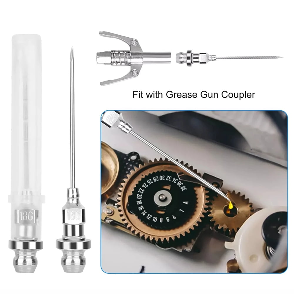 8‑Piece Grease Gun Injector Needle & Nozzle Accessory Set with 90° Coupler Adapter, Universal Grease Fittings Tool Kit for Automotive, Industrial & Machinery Lubrication