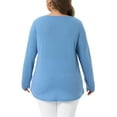 thumbnail image 4 of Blusas de mujer de talla grande Agnes Orinda con mangas largas, cuello en V, sueltas y decoradas con botones, 3X gris azul, 4 of 8