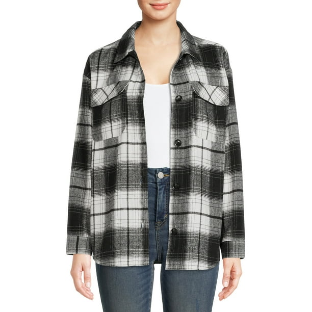 No Boundaries Juniors Plaid Shacket - Walmartcom No Boundaries Juniors Plaid Shacket - Walmartcom