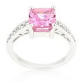 thumbnail image 2 of Precious Stars Sterling Silver Princess-cut Pink Cubic Zirconia Engagement Ring, 2 of 4