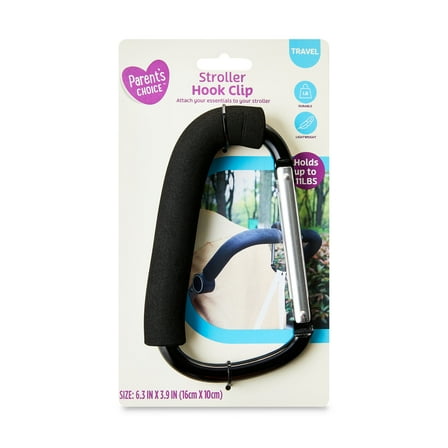 Parent's Choice Padded Stroller Hook Clip, Black, for all Ages