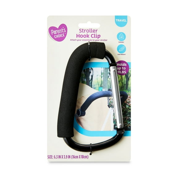 Parent's Choice Padded Stroller Hook Clip, Black, for all Ages