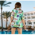 thumbnail image 2 of LA LEELA Women's Funky Button Down Short Sleeve Blouse Top Dress Shirt Beach Hawaiian Floral Shirts for Women S Palm Tree, Autumn Green, 2 of 5
