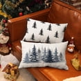 thumbnail image 6 of Christmas Pillow Covers 12x20 Christmas Decorations Watercolor Blue Christmas Tree Rustic Style Nature Forest Print Decorative Throw Pillows Winter Christmas Decor 003K, 6 of 6