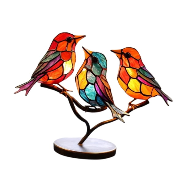 Pájaros en rama Adorno de escritorio Escultura de pájaros de metal Figuras elegantes Estatuas 16cmx17.5cmx8cm