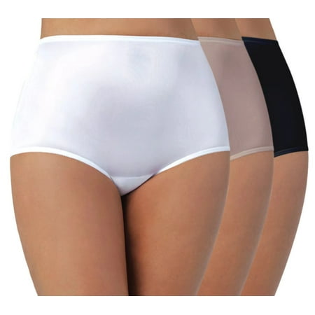 Vanity Fair womens Perfectly Yours Traditional Nylon Panties briefs underwear, 3 Pack - White
