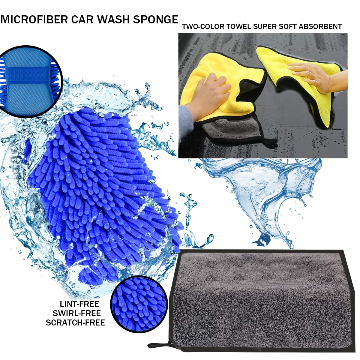 YILAIRIOU Car Wash Kit- Car Interior Detailing Kit, Car Cleaning Kit, Microfiber Car Wash Brush, Microfiber Towels