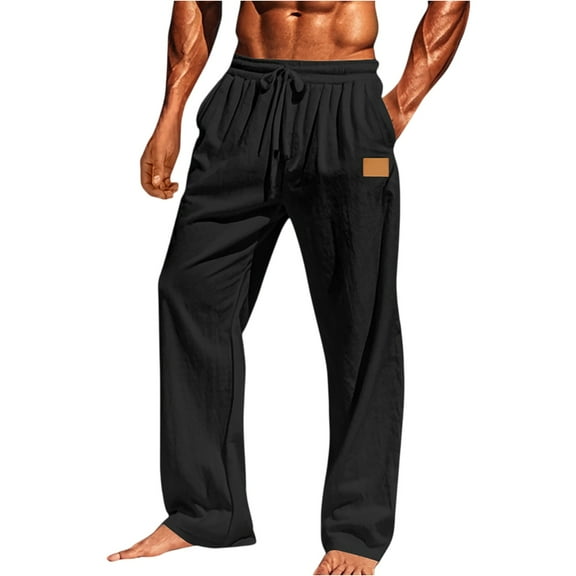 WTOBBY Men's Cotton Twill Overalls Drawstring Multi Pocket Casual Hiking Pants, Breathable and Comfortable Design for Daily Wear, Relaxed Fit,Black 4XL