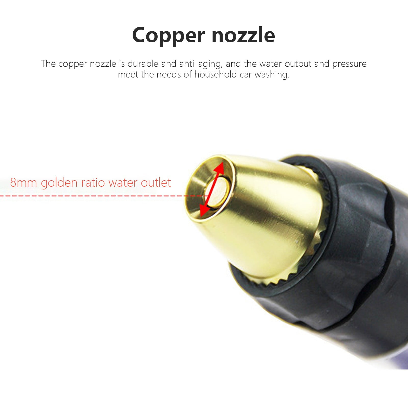 Pressure Washer, Spray Nozzle, High Pressure Water Nozzle, Brass Pressure Washer Gun, with 4 Patterns for Watering Garden Washing Cars and Showering Pet