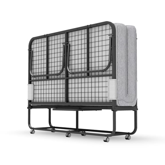 75" x 54" Folding Bed, Full Size Folded Bed with Mattress, Portable Folding Bed for Guest Room/School/ Hotel /Hospital