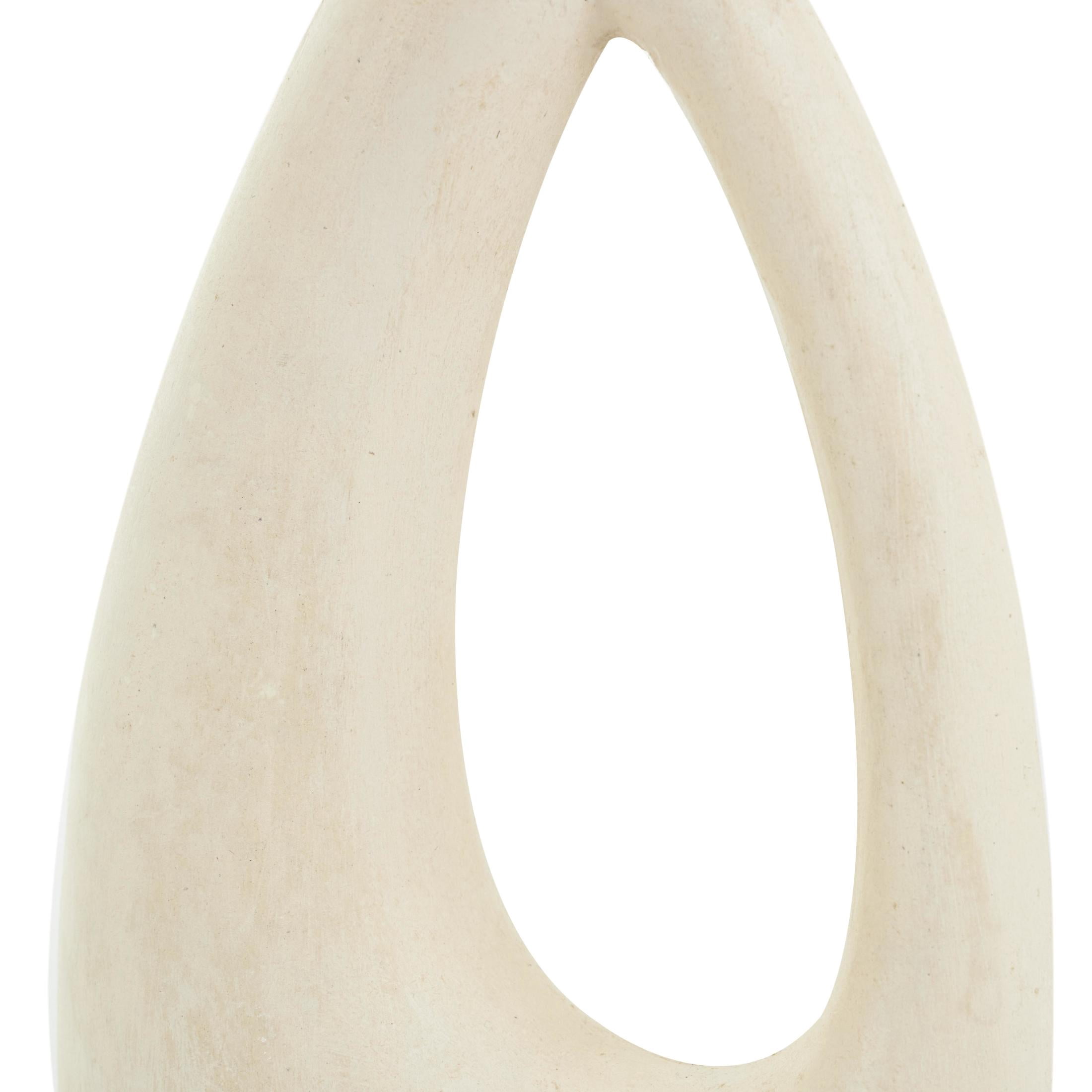 DecMode 18" Abstract Curved Beige Paper Mache Vase with Handle