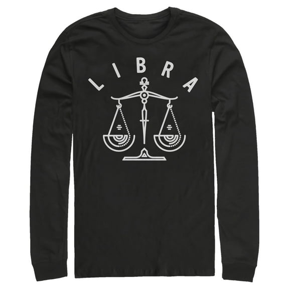 Men's Lost Gods Zodiac Libra Line Symbol Long Sleeve Shirt Black Large