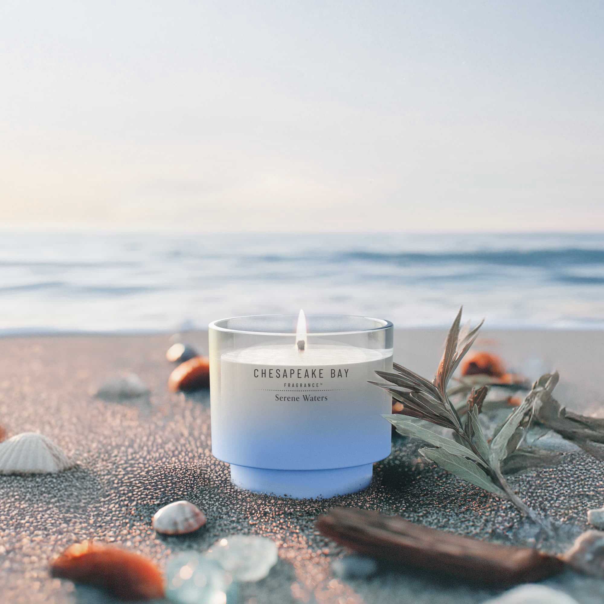 Chesapeake Bay Candle 4.5oz | Serene Waters Scent |Exclusive Mood Evoking Fragrance |Sea Glass-Inspired Jar | Premium Soy Blend Wax with Essential Oils | Coastal Fragrance for Home Décor or Gifting