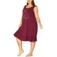 thumbnail image 4 of Agnes Orinda Women's Plus Size Nightgowns Sleeveless Nightdress Soft Comfy Cats Print Sleepwear Pajamas 1X Burgundy, 4 of 7