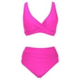 thumbnail image 5 of ZQUUVOU Women's High Waisted Bikini Sets Two Piece Swimsuit Bathing Suit Tie Front Bikini Set High Waist Push Up Swimsuit Hot Pink, 5 of 6