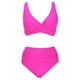 thumbnail image 4 of Trajes de Baño de Mujer de Cintura Alta Cuello en V Vendaje Sólido Ajustamiento Apretado Reunión Traje de Baño Conjunto Dividido, 4 of 6