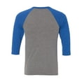 thumbnail image 3 of Unisex Three-Quarter Sleeve Baseball Tee Color Grey/ True Royal Triblend X-Small Size, 3 of 4