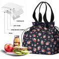 thumbnail image 4 of Pioneer Flower Floral Print Pattern Drawstring Lunch Bag Women - Drawstring Lunch Bag Insulated for Work Office - Stain-Resistant Large Lunchbags for Women with Multi-Pockets, 4 of 6
