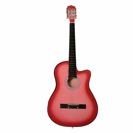 Wood Solid Guitar - 38 Inch Cutaway Acoustic Guitars with Guitar Plectrum Pink music instrument