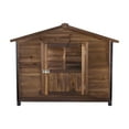 thumbnail image 5 of Outdoor Large Wooden Cabin-Style Dog Kennel - All-Around Iron Frame Anti-Chewing Metal Construction Waterproof Asphalt Roof & Large Resting Porch, 5 of 10