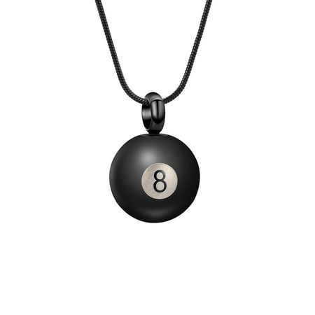 Stainless Steel Billiards 8. Urn Pendant Memorial Cremation Jewelry for Ashes Keepsake Memory Necklace