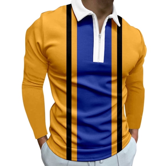 Ketyyh-chn99 Mens Golf Polo Shirts Big and Tall Shirts Men's Short Sleeve Polyester Polo Collar Polo Shirt Regular Fit Yellow,2XL