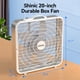 thumbnail image 3 of Shinic Ventilador de caja de 20 pulgadas, ventilador de refrigeración de 3 velocidades para circulación de aire con asa de fácil transporte y parrillas de seguridad, potente ventilador para uso en int, 3 of 5