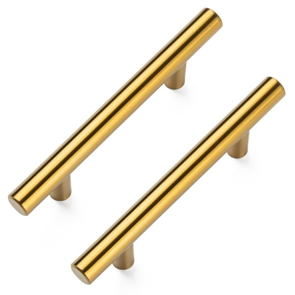Cabinet Pulls Aegero de latón cepillado de 5 pulgadas de largo y 3 pulgadas con orificio