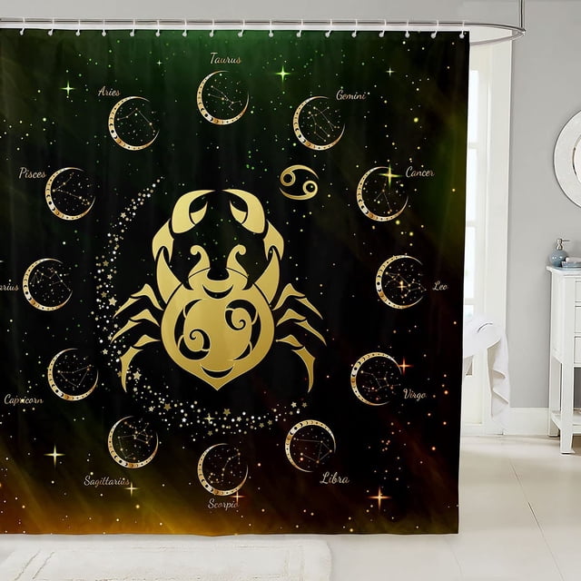 Sonernt Cancer Constellation Shower Curtain 72x72 inch with 12 Hooks