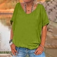 thumbnail image 2 of Timegard Womens Tops V Neck Short Sleeve Loose Blouse Summer Solid Color Casual Comfy Tops Basic Tee, 2 of 5