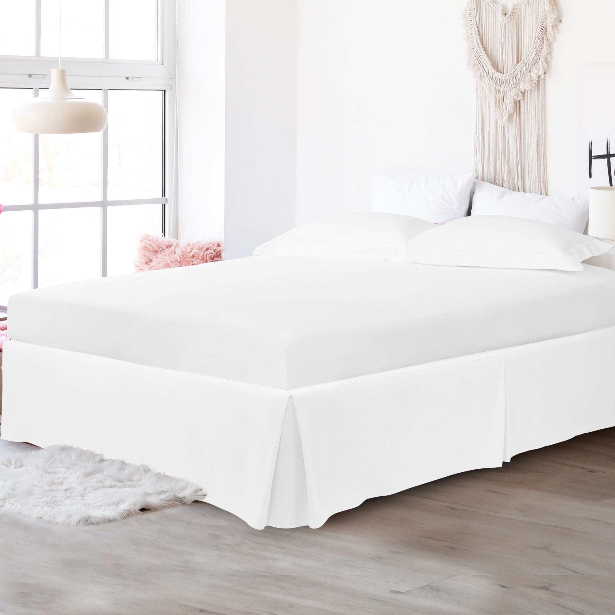Unique Bargains 16" Drop Pleated Brushed Bed Skirt Full Snow White