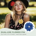 thumbnail image 4 of Uxcell 3.54 x 3.54 inch Flower Brooch Pin Hair Flower Clips Floral Brooch Fabric Handmade Hairpin Sapphire Blue, 4 of 7