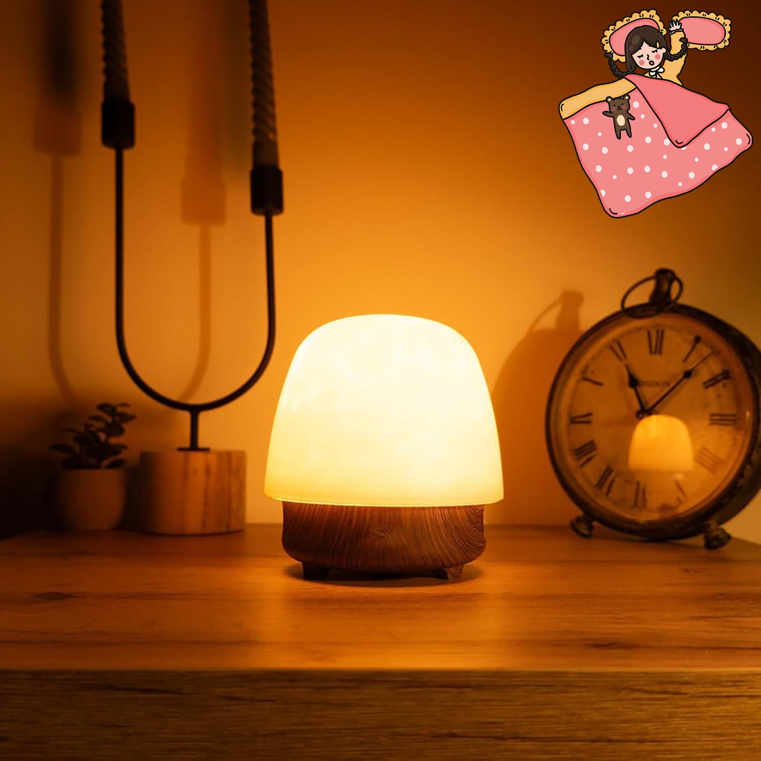 Lunie Lamp - Night Light & Bluetooth Noise Machine, Withlunie Lamp, Ocean Wave Projector Light With Speaker, with Lampshade & Remote Control,4 White Noise/16 Color Dimming/Touch Style (2pc A)