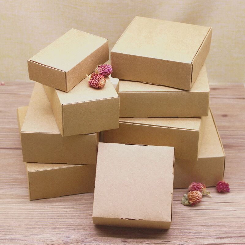 10pcs/lot Kraft Gift Paper Box Mult Size White Paper Cardboard 2 Colour Option