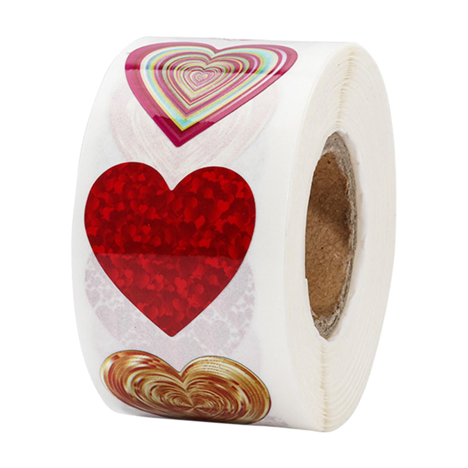 Milageto 2xValentines Day Stickers 500 Pieces Heart Stickers 1 Roll for Kids Adults Scrapbooking Envelopes Festival Invitation Cards , Waterproof, 4 Pcs