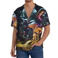 thumbnail image 1 of Fotbe Purple Glowing Mushroom Camisa Estampada de Manga Corta para Hombre, Casual de Verano, Estilo Playero, Sin Arrugas-Large, 1 of 5
