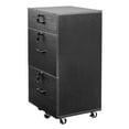 thumbnail image 4 of Movable Vertical File Cabinets with 3 Lockable Drawer, Printer Stand with Wheels, Chest of Drawer, Portable Under Desk Storage Cabinet for Bedroom Office, Black, 4 of 8
