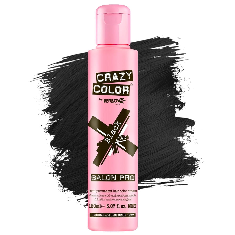 [ 2 PACK ] CRAZY COLOR - Semi Permanent Hair Color [ #030 Black ] 5.07 Oz. * BEAUTY TALK LA *