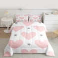 thumbnail image 3 of Homewish Lovely Heart Loves Full Size Comforter Sets,Cartoon Stars Print Bedding Comforter Set,Pink White Gray 0Bedding Sets For Girls Kids,Super Cozy Room Decor Reversible,3 Pieces, 3 of 9