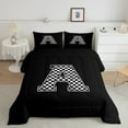 thumbnail image 2 of Feelyou Initial A Letter Bedding Comforter Set for Teen, Black White Monogrammed Twin Comforter Sets, Checkered Buffalo Reversible Bedding Set, Microfiber Bedroom Decor, 2pcs, 2 of 8