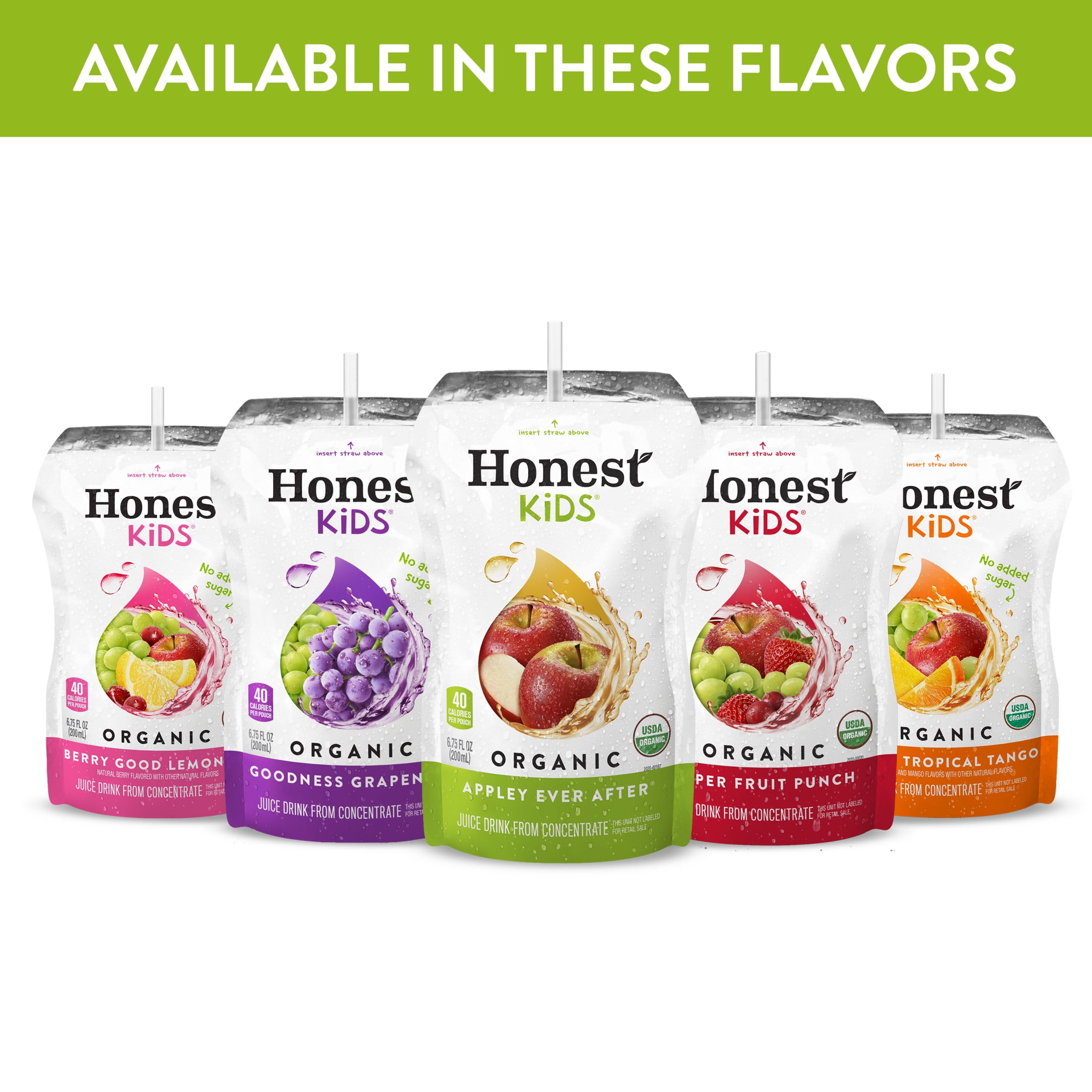 Honest Kids Appley Ever After Organic Juice Drink Pouches, 6.75 fl oz, 8 Pack