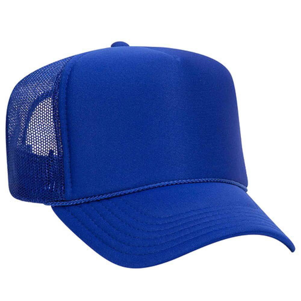 Couver 5 Panel High Crown Mesh Back Trucker Hat, Polyester Foam Front, Blue, 12PCS Bulk Set Pack