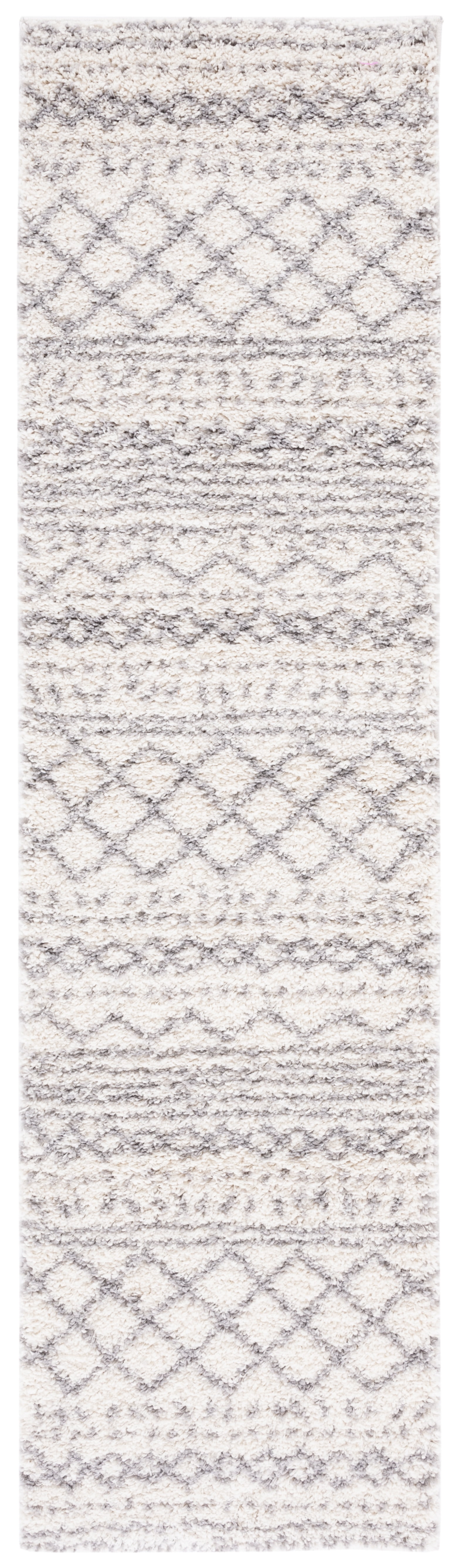 Safavieh Arizona Teagan Geometric Shag Runner Rug, Ivory/Gray, 2'3" x 20'