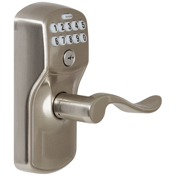Schlage FE595PLY619ACC FE595 Plymouth Keypad with Accent Lever, Satin Nickel