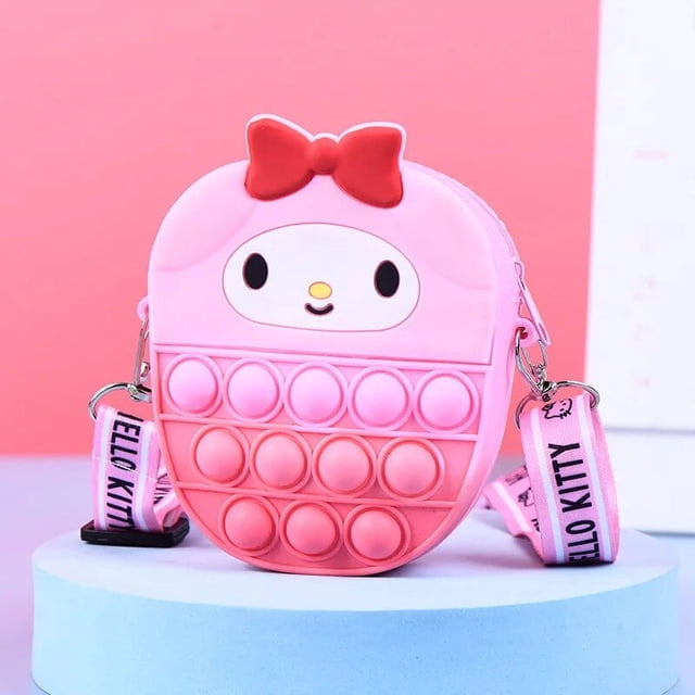 Sanrio Hello Kitty Pop bolsa Push Fidget juguetes Kuromi burbuja alivio del estrés cartera monedero antiestrés Pop blando y estrujable regalos para niñas